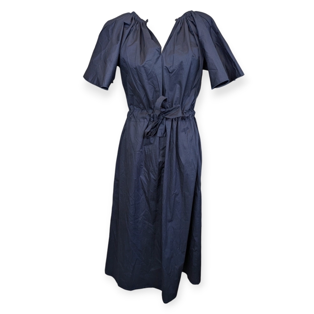 New Monica Nera Midi Dress Ava Navy Blue Oversized Quiet Luxury Wedding Guest